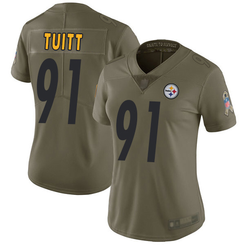Women Pittsburgh Steelers Football #91 Limited Olive Stephon Tuitt 2017 Salute to Service Nike NFL Jersey